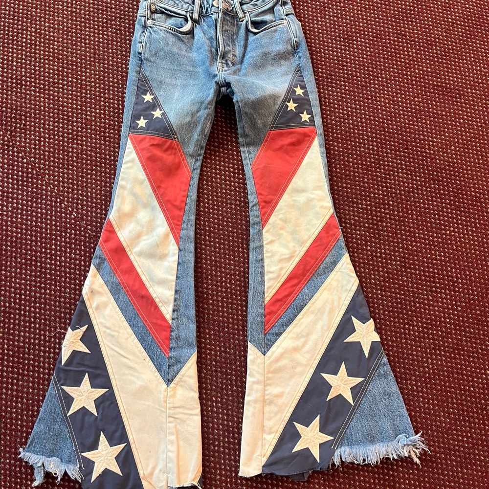 We The Free size 24x32 American Flag bell bottoms